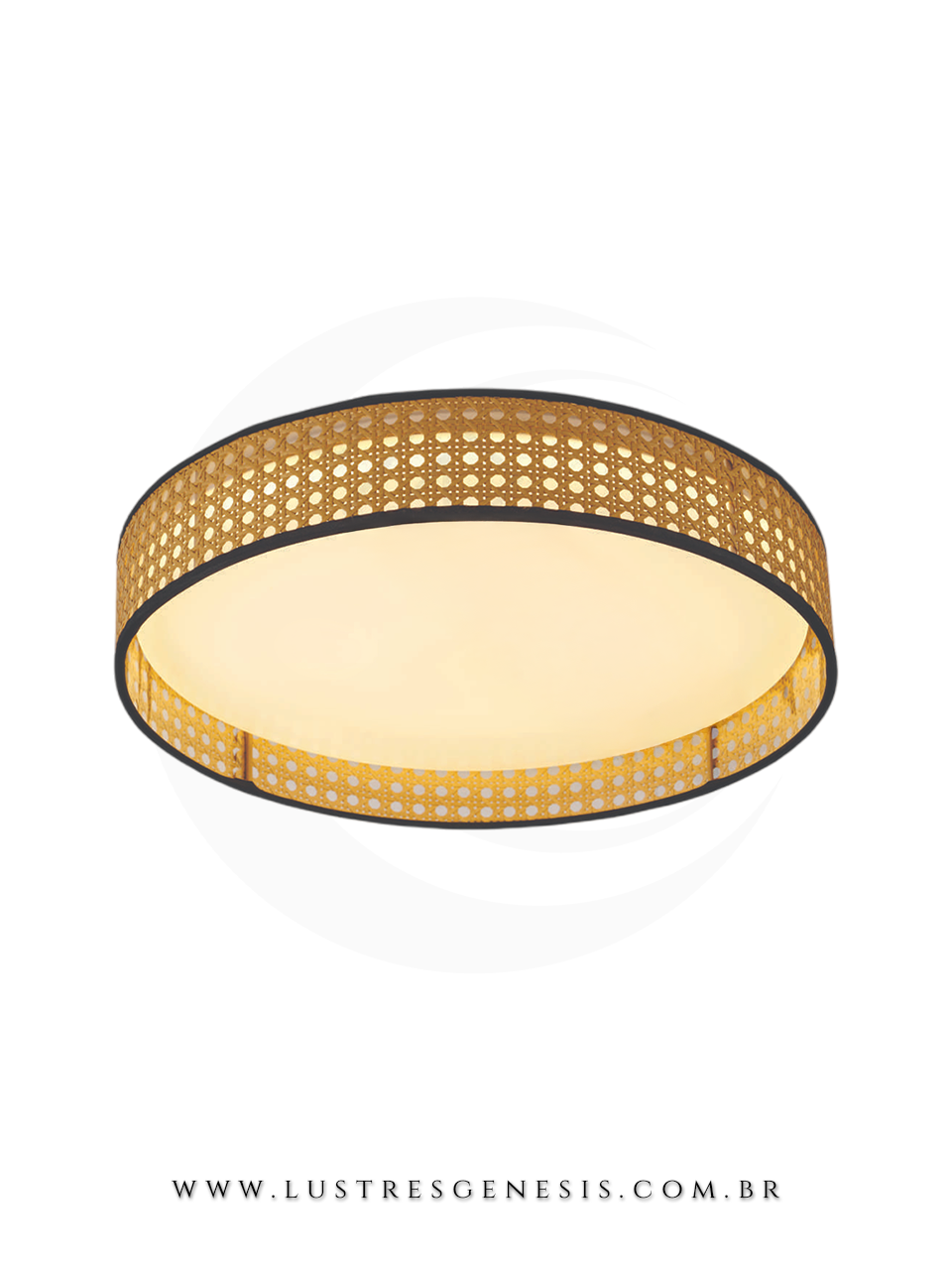 Plafon LED Potente 2800LM com Acabamento em Bamboo Real